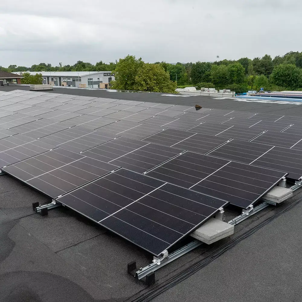 Solar PV for cleanrooms installed by commercial solar panel installers using a commercial solar PV system with commercial solar panel technology for a high-performance cleanroom facility in Ireland