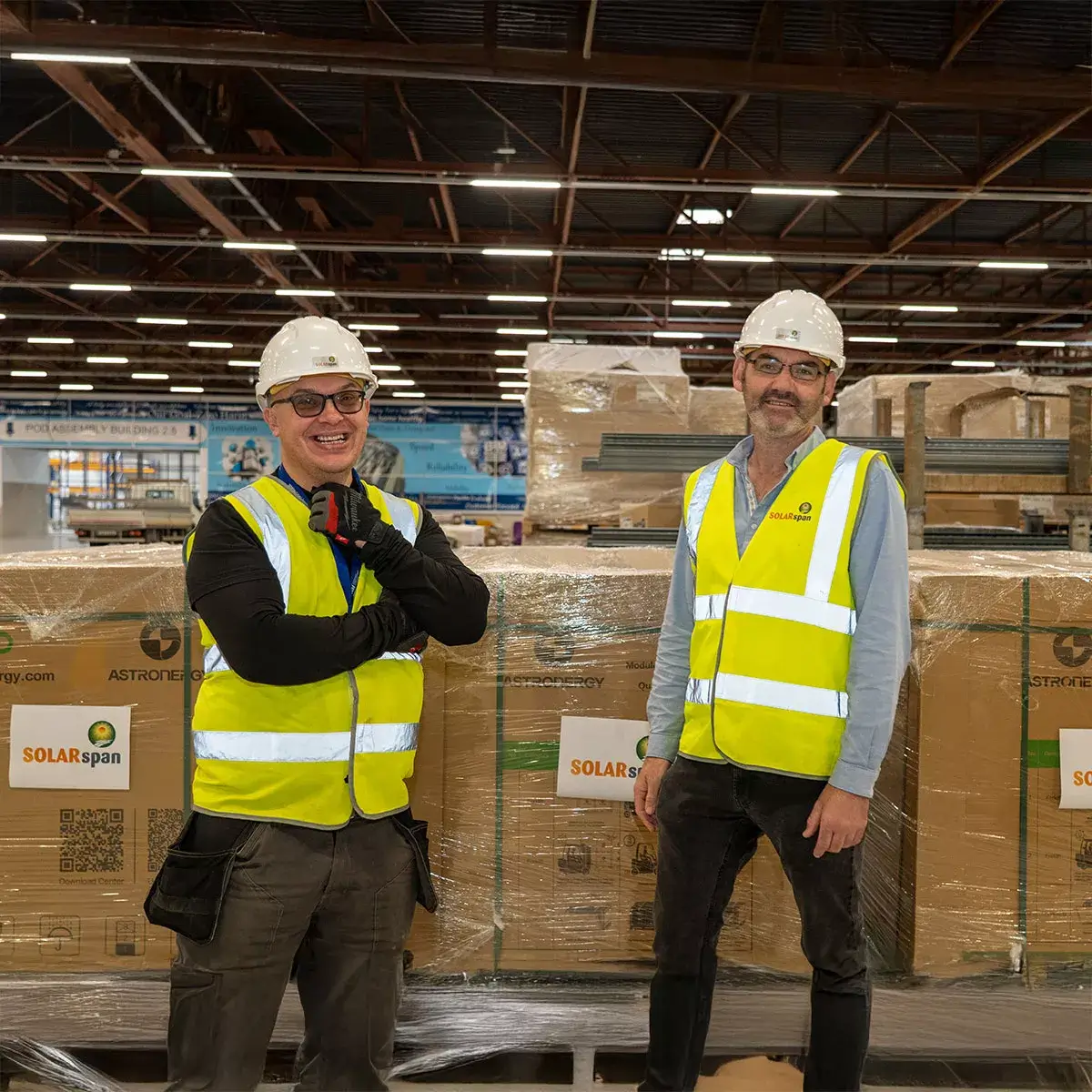 Contact SOLARspan to speak directly with our commercial solar team in Ireland, shown on site preparing solar equipment and supporting businesses at every stage of their solar project