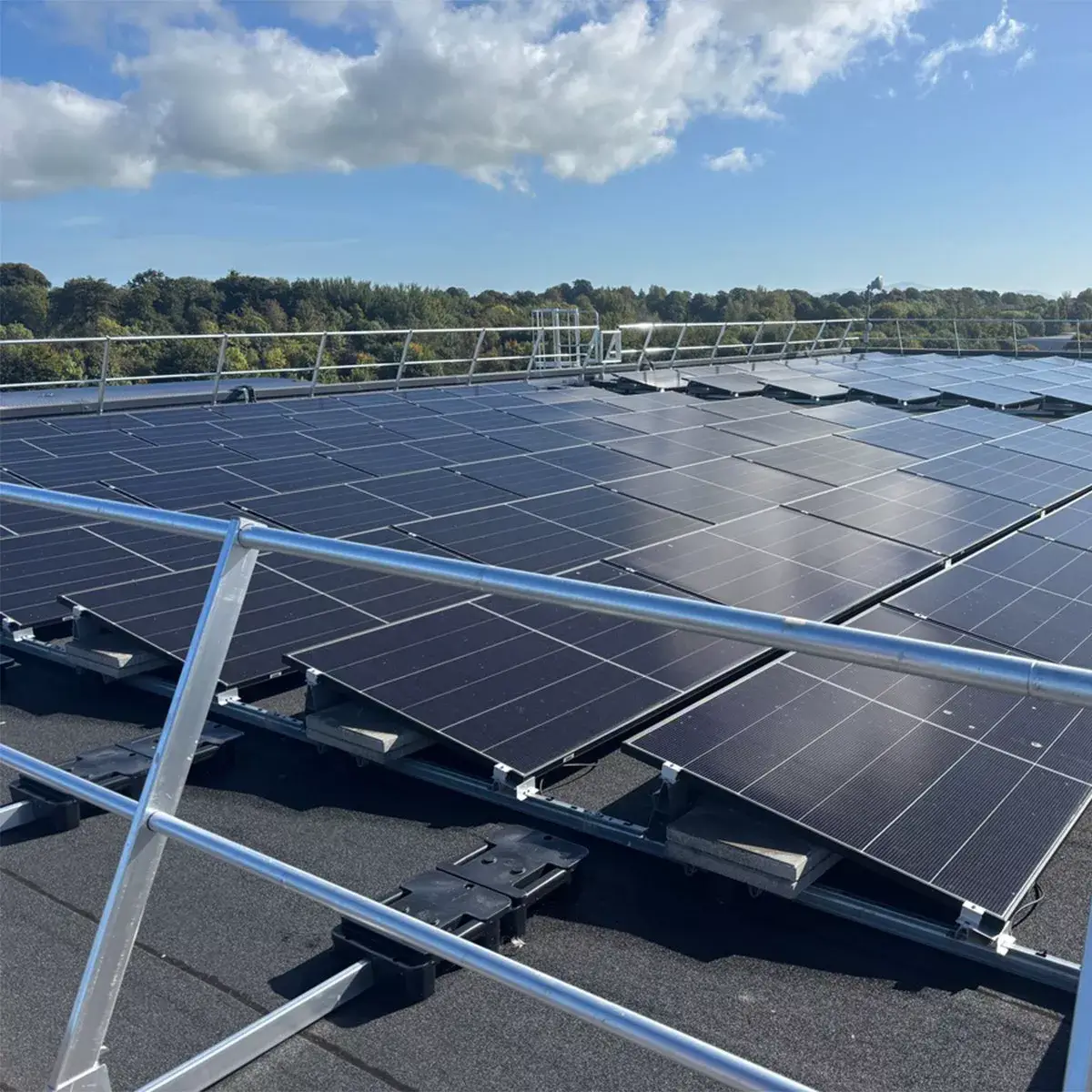 Commercial solar pv rooftop installation using the latest solar panel technology to power Irish businesses with solar pv energy